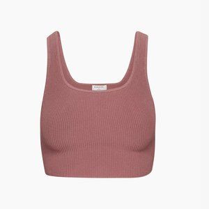 Aritzia Babaton Sculpt Knit Squareneck Cropped Tank in Red Willow | Size XS